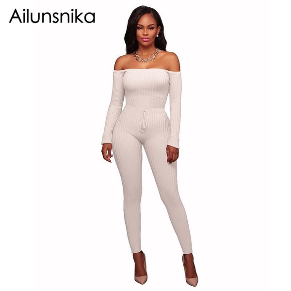 women's jumpsuits & rompers ailunsnika off shoulder for women 2021 long sleeve casual slash neck jumpsuit overalls macacao feminino, Black;white
women's jumpsuits & rompers ailunsnika off shoulder for women 2021 long sleeve casual slash neck jumpsuit overalls macacao feminino, Black;white
