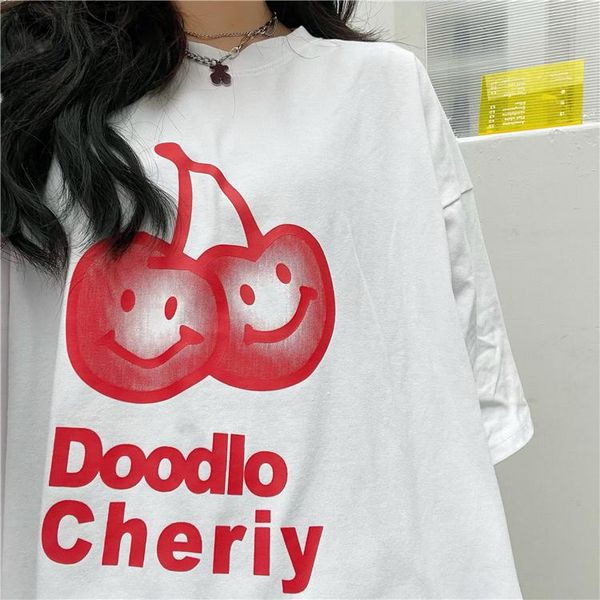 women's t-shirt summer women oversized t shirt korean cartoon printed short sleeve, White
women's t-shirt summer women oversized t shirt korean cartoon printed short sleeve, White