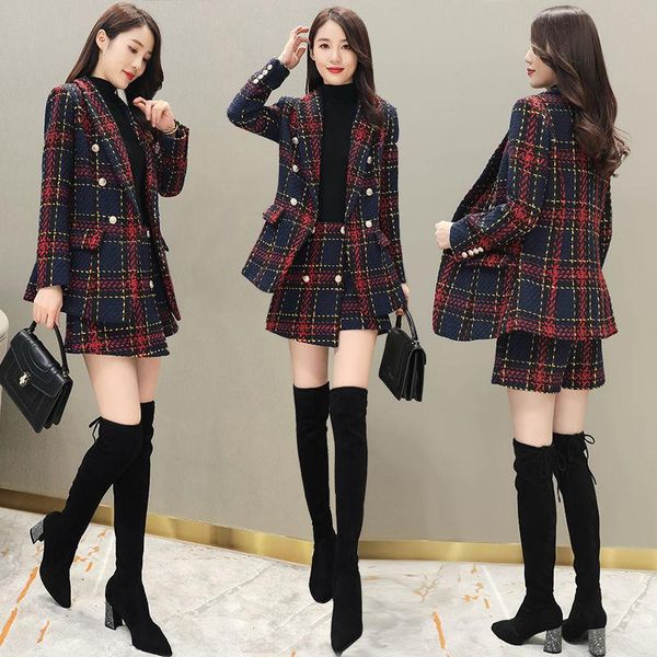 women's tracksuits autumn winter 2 piece set women long sleeve tweed woolen blazer jacket & shorts skirt sets two outfits y78, Gray
women's tracksuits autumn winter 2 piece set women long sleeve tweed woolen blazer jacket & shorts skirt sets two outfits y78, Gray