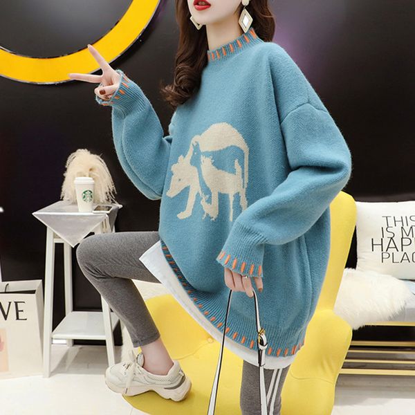 new warm sweaters 2021 thick autumn winter lady cartoon sweater oversize wear female women chic women's pullover 2dbh, White;black
new warm sweaters 2021 thick autumn winter lady cartoon sweater oversize wear female women chic women's pullover 2dbh, White;black