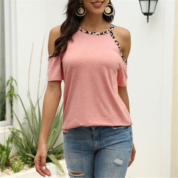 women's t-shirt summer leopard cotton short sleeve casual tee t shirt hollow out women cold-shoulder, White
women's t-shirt summer leopard cotton short sleeve casual tee t shirt hollow out women cold-shoulder, White