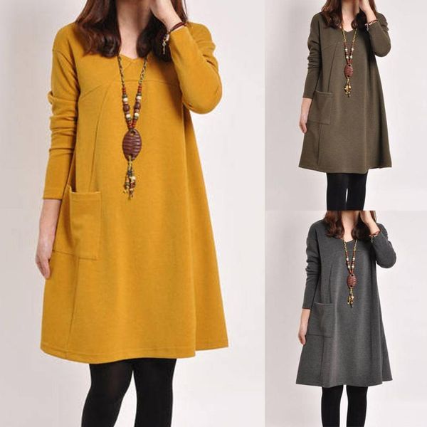 women dress 2021 women fashion autumn winter casual solid v-neck loose pocket dress long sleeve loose vestidos de fiesta, Black;gray
women dress 2021 women fashion autumn winter casual solid v-neck loose pocket dress long sleeve loose vestidos de fiesta, Black;gray