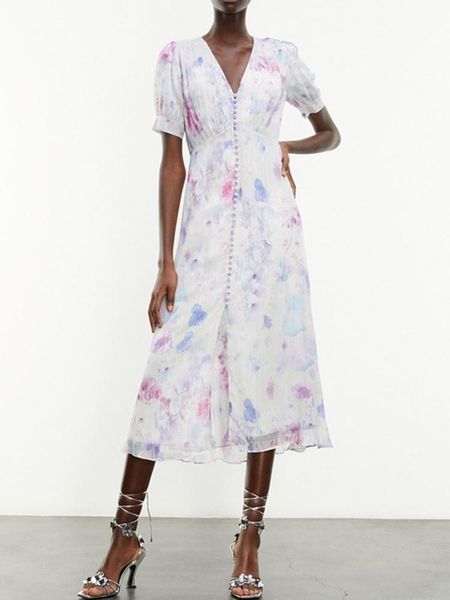 party dresses women v-neck floral midi dress 2021 spring summer short sleeve single -breasted long, White;black
party dresses women v-neck floral midi dress 2021 spring summer short sleeve single -breasted long, White;black
