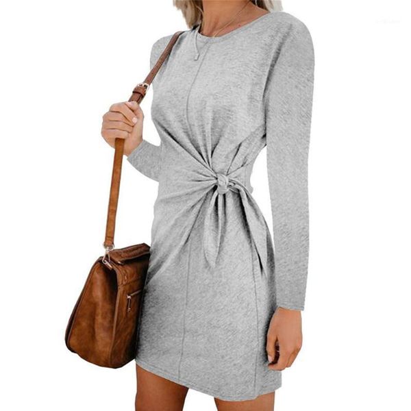 casual dresses round neck women dress daily party office tie belt autumn solid long sleeve mini spring slim, Black;gray
casual dresses round neck women dress daily party office tie belt autumn solid long sleeve mini spring slim, Black;gray