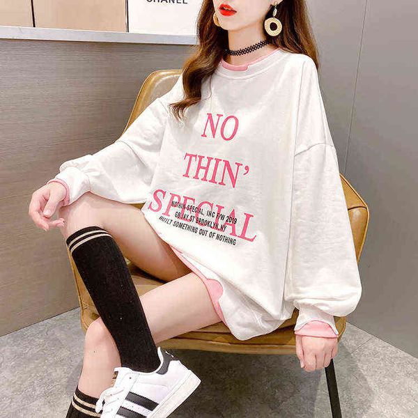 women's hoodi sweatshirts 2022 autumn winter korean loose large letter printed round neck medium and long bf fake two-piece plush women, Black
women's hoodi sweatshirts 2022 autumn winter korean loose large letter printed round neck medium and long bf fake two-piece plush women, Black