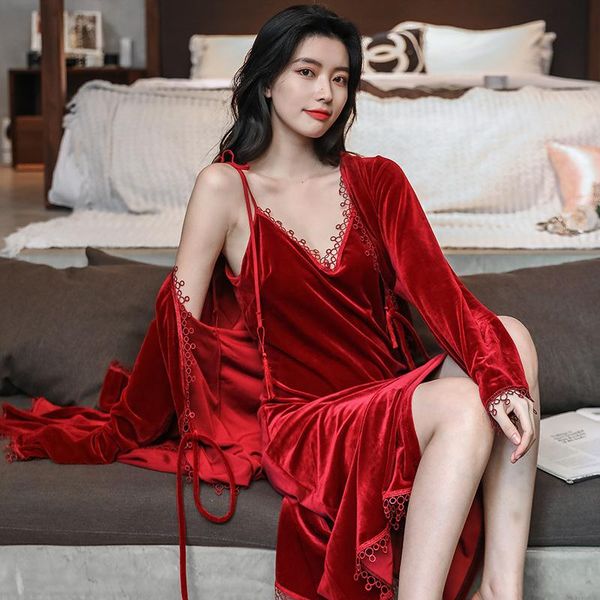 women's sleepwear burgundy velour robe sets women mid-calf nightgown full sleeve kimono gown v-neck tempt lace trim retro dressing wear, Black;red
women's sleepwear burgundy velour robe sets women mid-calf nightgown full sleeve kimono gown v-neck tempt lace trim retro dressing wear, Black;red