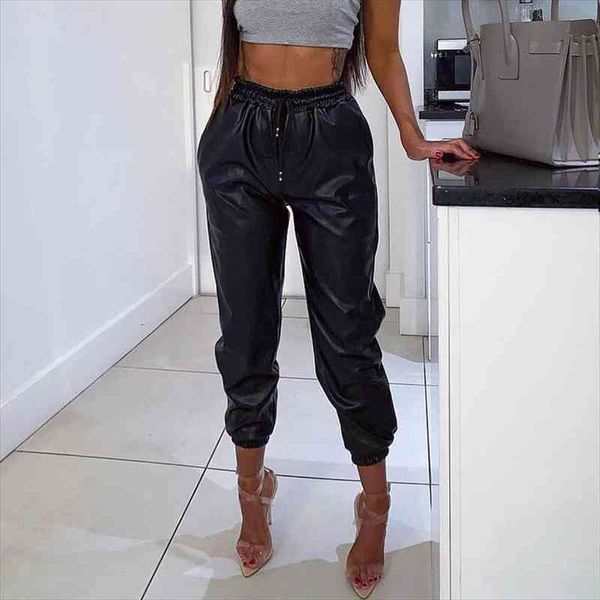 style womens leather pants casual high waist solid color drawstring tapered pants with pockets autumn trouser, Black;white
style womens leather pants casual high waist solid color drawstring tapered pants with pockets autumn trouser, Black;white
