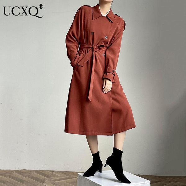 women's trench coats ucxq woman coat long sleeve solid with sashes windbreak lapel slim casual style 2021 autumn korean fashion 23xf792, Tan;black
women's trench coats ucxq woman coat long sleeve solid with sashes windbreak lapel slim casual style 2021 autumn korean fashion 23xf792, Tan;black
