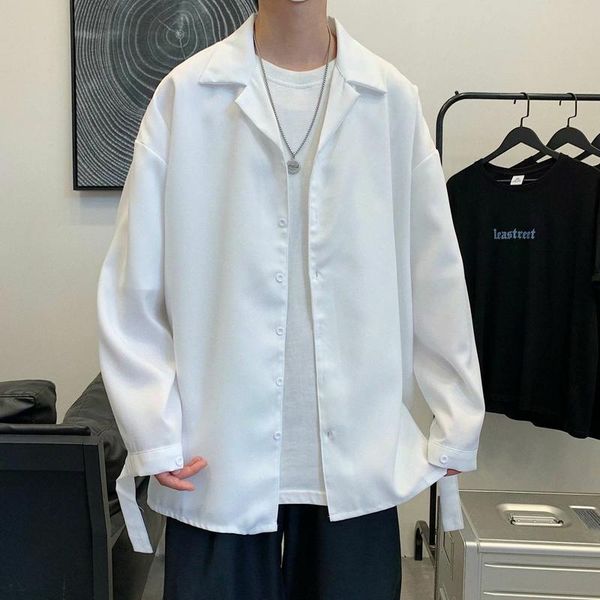 men's casual shirts summer and autumn men 's lazy loose long-sleeved shirt, White;black
men's casual shirts summer and autumn men 's lazy loose long-sleeved shirt, White;black