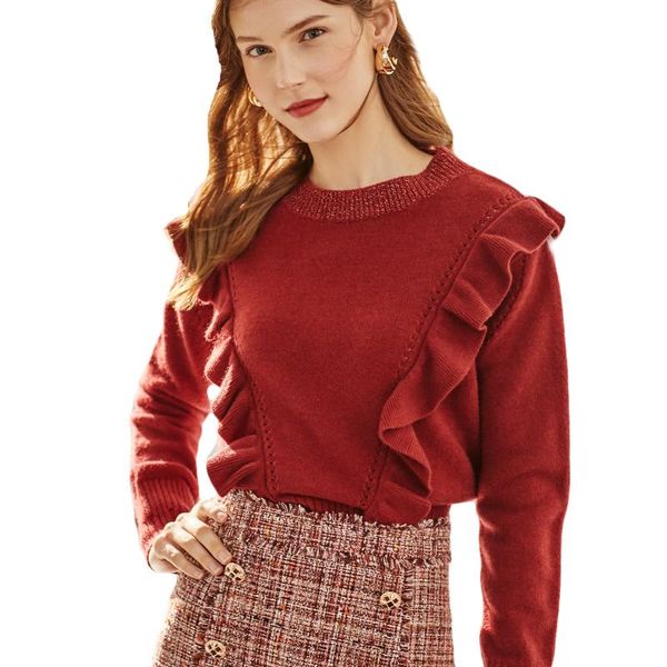 women's sweaters ihobby burgundy ruffled for women 2021 winter clothes round neck pullover bottoming shirt with top, White;black
women's sweaters ihobby burgundy ruffled for women 2021 winter clothes round neck pullover bottoming shirt with top, White;black