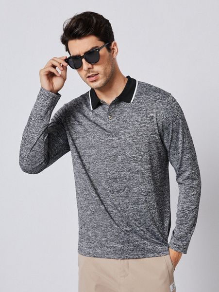 men contrast collar space dye polo shirt e2ip#, White;black
men contrast collar space dye polo shirt e2ip#, White;black