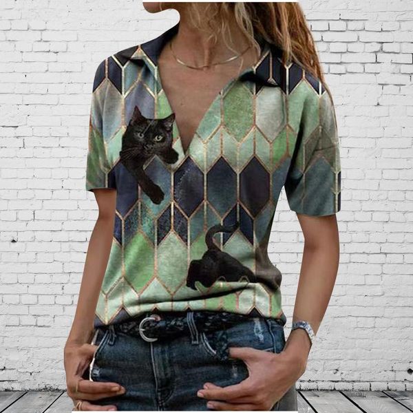 women's t-shirt women 2021 fashion summer printed short sleeve lapel collar casual tee camisetas mujer manga corta, White
women's t-shirt women 2021 fashion summer printed short sleeve lapel collar casual tee camisetas mujer manga corta, White