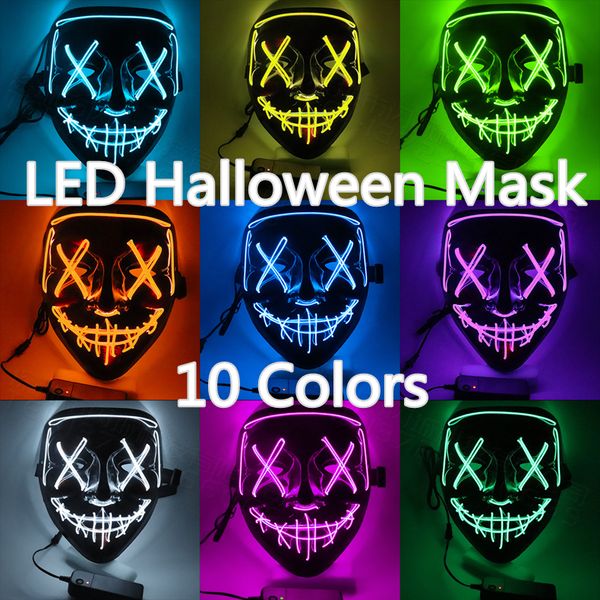 Image of Halloween Mask Led Light Masks Party Tricky Gadget Festival Cosplay Pops 10 Colors Costume Supplies Props Glow Sparkle In Dark