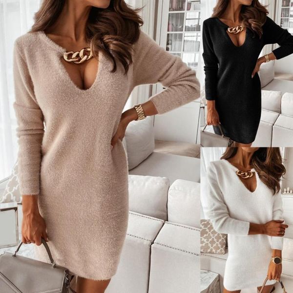 casual dresses christmas for women 2021 metal chain deep v neck long sleeve mini plush bodycon dress, Black;gray
casual dresses christmas for women 2021 metal chain deep v neck long sleeve mini plush bodycon dress, Black;gray