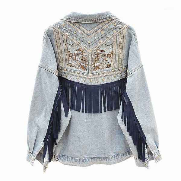 women's jackets 2021 harajuku denim jacket women spring bead flowers tassel streetwear autumn black jasjes dames loose lapel long sleev, Black;brown
women's jackets 2021 harajuku denim jacket women spring bead flowers tassel streetwear autumn black jasjes dames loose lapel long sleev, Black;brown