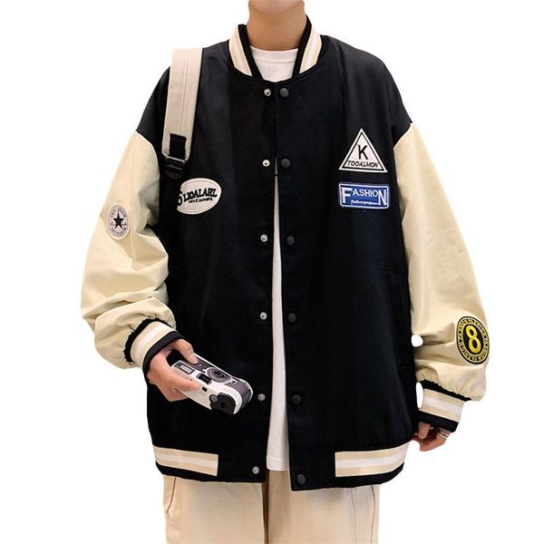 men's jackets clash color badge baseball jacket casual men logo loose large size high street couples spring and au, Black;brown
men's jackets clash color badge baseball jacket casual men logo loose large size high street couples spring and au, Black;brown