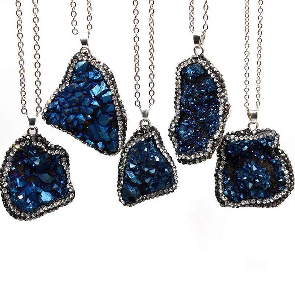 natural stone blue quartz healing crystal stone irregular shape pendant necklacefor women 1pcs, Silver 
natural stone blue quartz healing crystal stone irregular shape pendant necklacefor women 1pcs, Silver