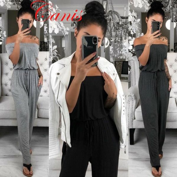 women's jumpsuits & rompers women summer off the shoulder ladies solid casual loose romper bodysuits, Black;white
women's jumpsuits & rompers women summer off the shoulder ladies solid casual loose romper bodysuits, Black;white