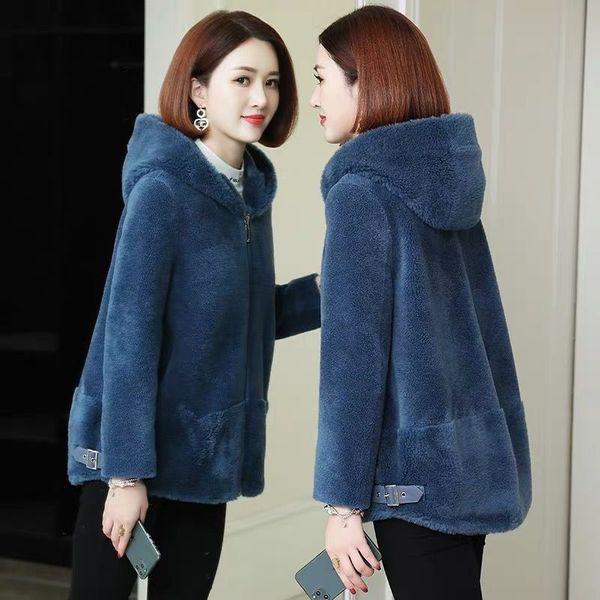 female winter sheep shearing coat 2021 korean fashion hood lambswool long leather jacket outerwear 0fph, Black
female winter sheep shearing coat 2021 korean fashion hood lambswool long leather jacket outerwear 0fph, Black