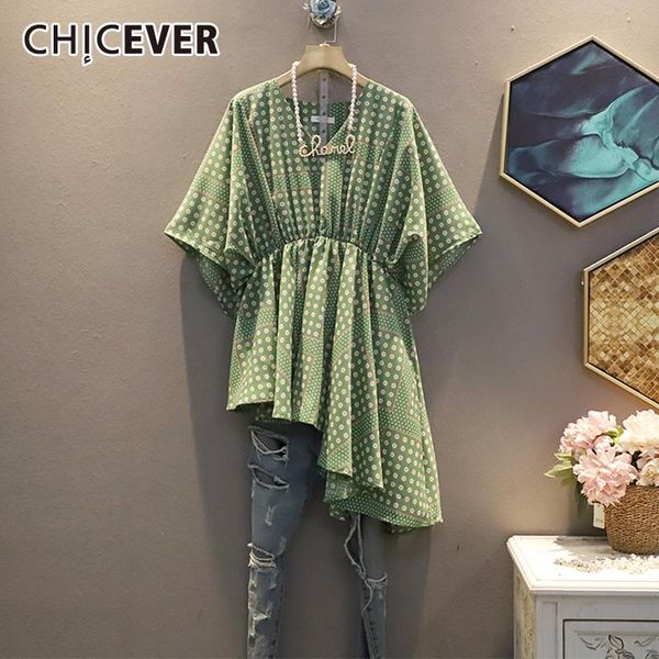 women's blouses & shirts chicever loose print shirt for women o neck short sleeve ruched hit color irregular hem female 2021 fashion su, White
women's blouses & shirts chicever loose print shirt for women o neck short sleeve ruched hit color irregular hem female 2021 fashion su, White