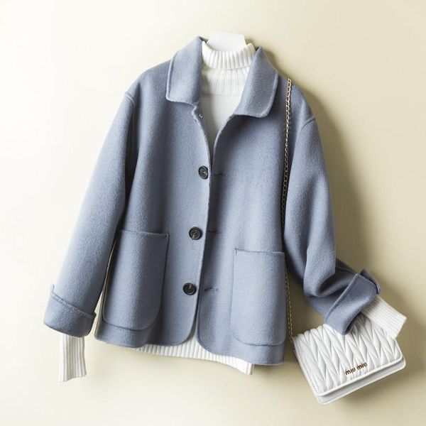 women's wool & blends spring and autumn 2009 double-faced cashmere overcoat small 100% pure short doll neck, Black
women's wool & blends spring and autumn 2009 double-faced cashmere overcoat small 100% pure short doll neck, Black