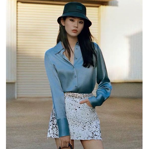 2021 spring summer new mulberry silk fashion plain satin long sleeve lapel shirt women mx5c, White
2021 spring summer new mulberry silk fashion plain satin long sleeve lapel shirt women mx5c, White