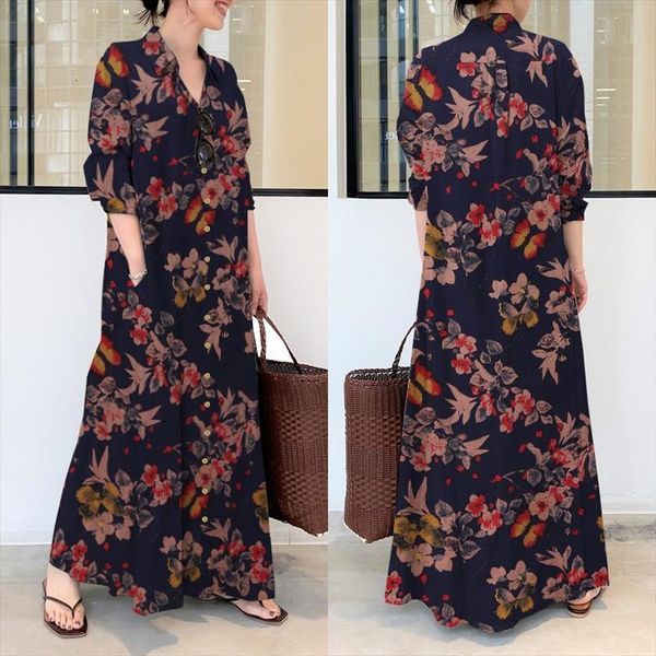 vintage printed shirt spring womens dress sundress zanzea casual long sleeve maxi vestidos button robe plus size 7, Black;gray
vintage printed shirt spring womens dress sundress zanzea casual long sleeve maxi vestidos button robe plus size 7, Black;gray