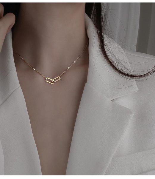 pendant necklaces vintage gold double square paper clip necklace for women wedding party clavicle collar jewelry, Silver
pendant necklaces vintage gold double square paper clip necklace for women wedding party clavicle collar jewelry, Silver