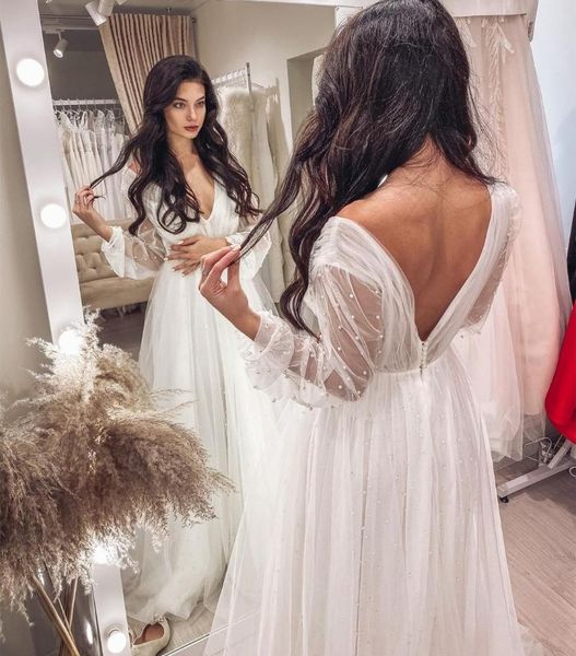 other wedding dresses dress 2021 deep v-neck long sleeve with pearls princess vestidos de novia backless organza floor length robe mariee, White
other wedding dresses dress 2021 deep v-neck long sleeve with pearls princess vestidos de novia backless organza floor length robe mariee, White