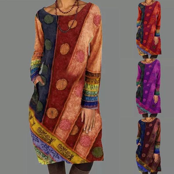 casual dresses ethnic print patchwork women dress long sleeve round neck for bohomian mid-calf loose midi with pocket, Black;gray
casual dresses ethnic print patchwork women dress long sleeve round neck for bohomian mid-calf loose midi with pocket, Black;gray