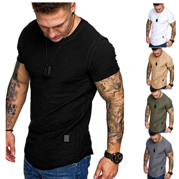 021 european code new men's slubby cotton fashion leather round neck casual short sleeve t-shirt for men, White;black
021 european code new men's slubby cotton fashion leather round neck casual short sleeve t-shirt for men, White;black