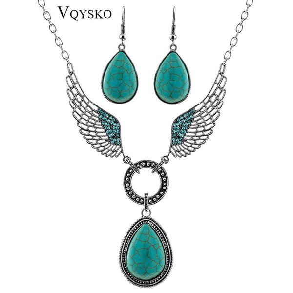 earrings & necklace women hollow crystal set blue turquise wing water drop pendant bride wedding jewelry statement collier femme, Silver
earrings & necklace women hollow crystal set blue turquise wing water drop pendant bride wedding jewelry statement collier femme, Silver