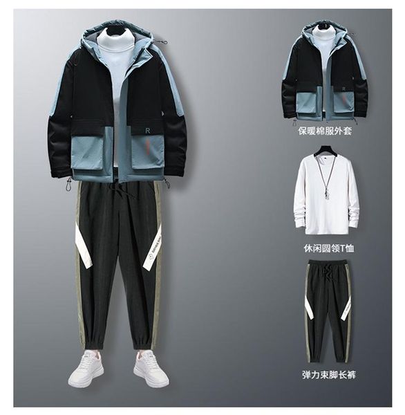 men's tracksuits suit fashion personality thick casual wear men winter warm hooded plus cotton coat, Gray
men's tracksuits suit fashion personality thick casual wear men winter warm hooded plus cotton coat, Gray
