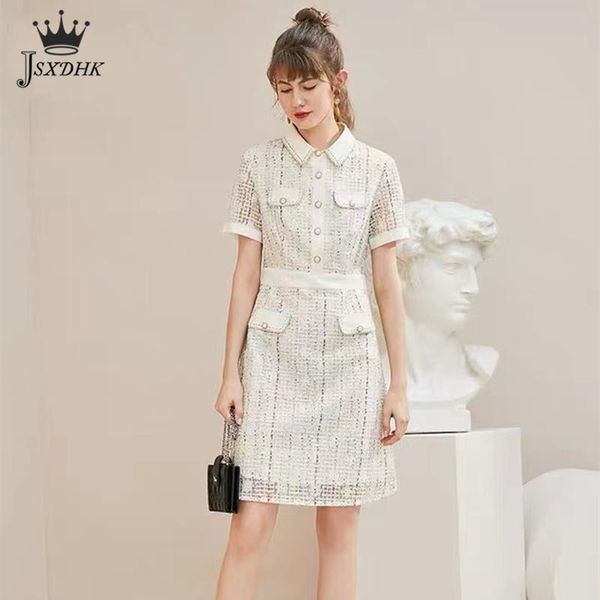 casual dresses summer korean high-end plaid tweed dress women turn-down collar midi vintage elegant office short sleeve lace party, Black;gray
casual dresses summer korean high-end plaid tweed dress women turn-down collar midi vintage elegant office short sleeve lace party, Black;gray