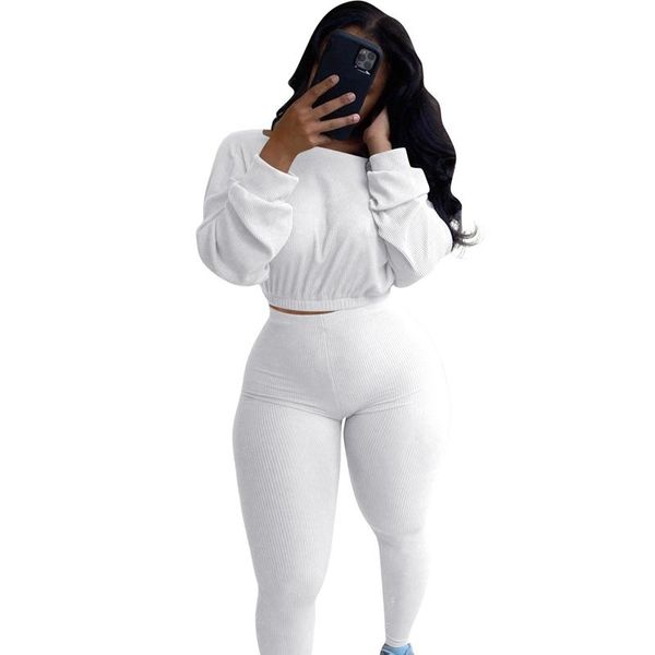 women's two piece pants biker style set women simple casual solid knitted long sleeve o-neck sporty active female, White
women's two piece pants biker style set women simple casual solid knitted long sleeve o-neck sporty active female, White
