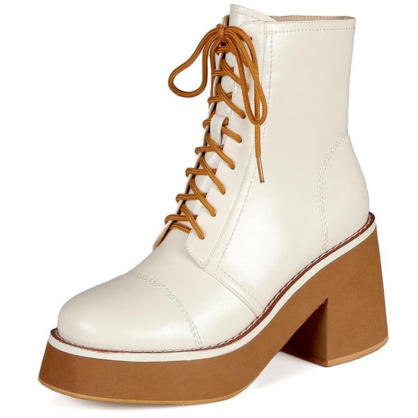 boots spring autumn ankle women boot shoe modern elegant fashion high heels female white platform lace up a52, Black
boots spring autumn ankle women boot shoe modern elegant fashion high heels female white platform lace up a52, Black