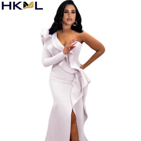 casual dresses women dress ruffles splited stretchy solid one shoulder full sleeve maxi long party evening summer 2021, Black;gray
casual dresses women dress ruffles splited stretchy solid one shoulder full sleeve maxi long party evening summer 2021, Black;gray