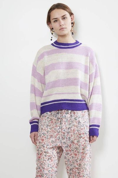men's sweaters 2021 purple striped jumper round neck pullover loose-fitting irregular sweater for men and women, White;black
men's sweaters 2021 purple striped jumper round neck pullover loose-fitting irregular sweater for men and women, White;black