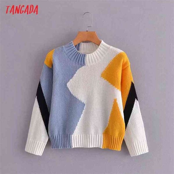 tangada women fashion patchwork knitted sweater jumper o neck female elegant oversize pullovers chic 5d113 210914, White;black
tangada women fashion patchwork knitted sweater jumper o neck female elegant oversize pullovers chic 5d113 210914, White;black