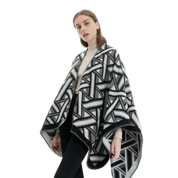 design winter warm plaid ponchos and capes for women oversized shawls wraps cashmere female bufanda scarves, Blue;gray
design winter warm plaid ponchos and capes for women oversized shawls wraps cashmere female bufanda scarves, Blue;gray