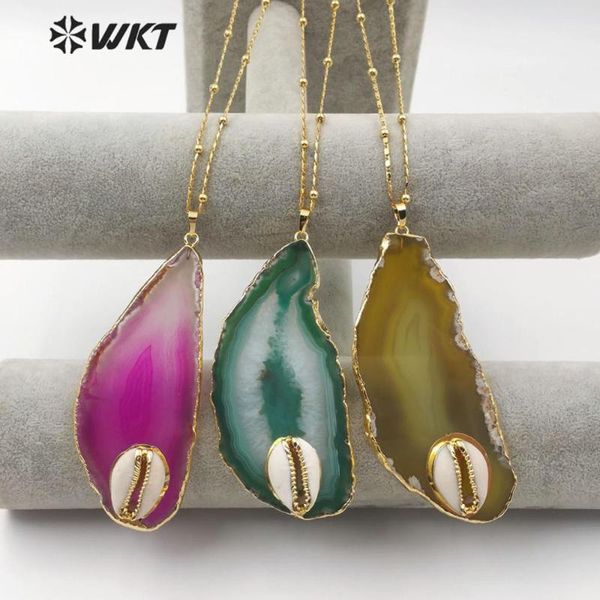 pendant necklaces wt-n1154 design natural colorful slice agates necklace with gold mental trim cowrie shell for women, Silver
pendant necklaces wt-n1154 design natural colorful slice agates necklace with gold mental trim cowrie shell for women, Silver