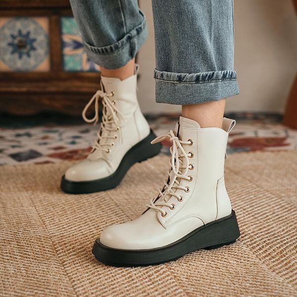 boots genuine leather round toe chunky heel women lace-up female ankle platform shoes cross-tied, Black
boots genuine leather round toe chunky heel women lace-up female ankle platform shoes cross-tied, Black