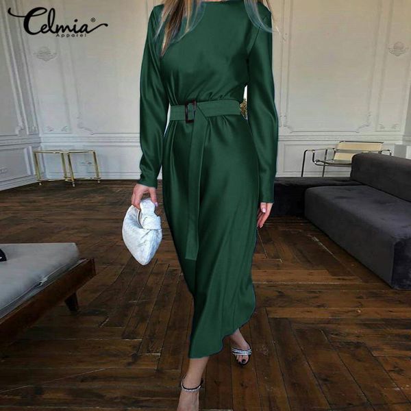 casual dresses 2021 celmia womens elegant dress autumn long sleeve belted satin midi party robe solid formal chic vestidos femme, Black;gray
casual dresses 2021 celmia womens elegant dress autumn long sleeve belted satin midi party robe solid formal chic vestidos femme, Black;gray