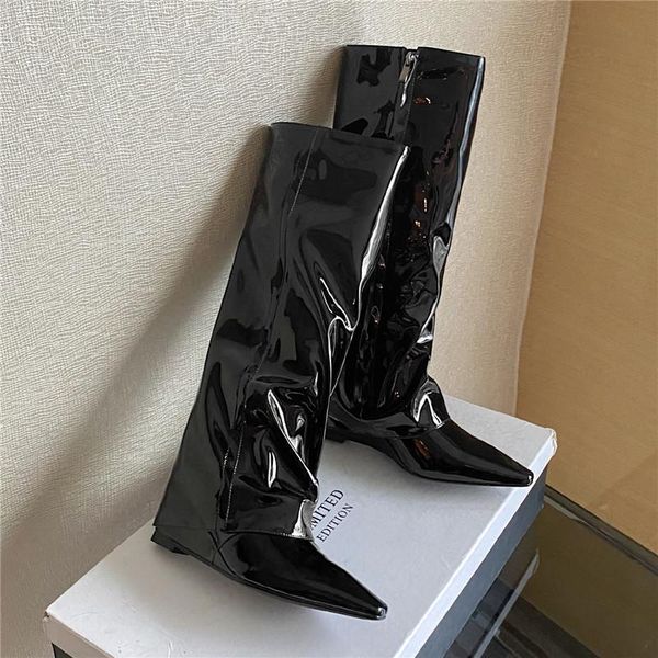 boots 2021 ladies fashion high heels pointed toe wedges pleated punk style knight, Black
boots 2021 ladies fashion high heels pointed toe wedges pleated punk style knight, Black