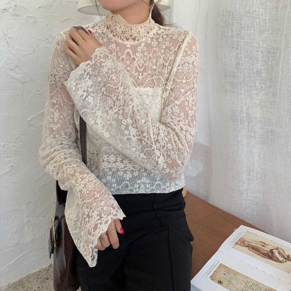 spring long sleeve blouse lace female fashion plus size bottoming mesh shirt women blusas 210601, White
spring long sleeve blouse lace female fashion plus size bottoming mesh shirt women blusas 210601, White