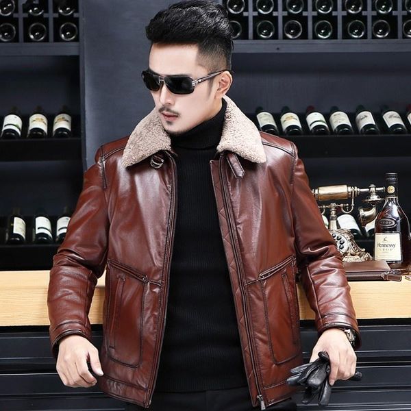 men's leather & faux superior street quality of the thin men fit cow jacket fashion lapel business short real warm winter coat outward, Black
men's leather & faux superior street quality of the thin men fit cow jacket fashion lapel business short real warm winter coat outward, Black