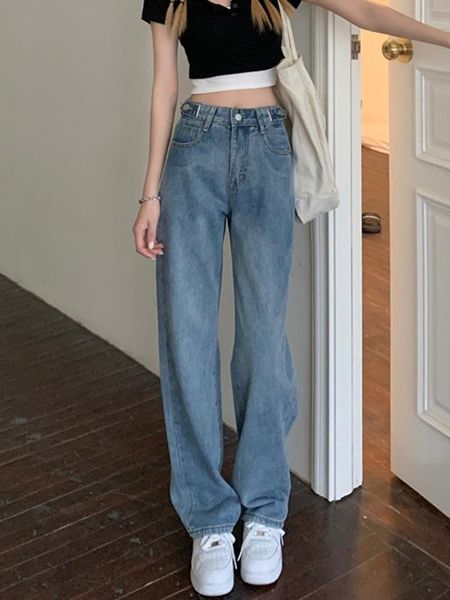 women's jeans high waist chic hong kong style spring and autumn 2021 straight pants design sense minority wide leg, Blue
women's jeans high waist chic hong kong style spring and autumn 2021 straight pants design sense minority wide leg, Blue