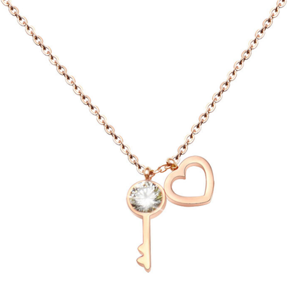 pendant necklaces 316l stainless steel heart-shaped key clavicle chain zircon titanium necklace no fade, Silver
pendant necklaces 316l stainless steel heart-shaped key clavicle chain zircon titanium necklace no fade, Silver