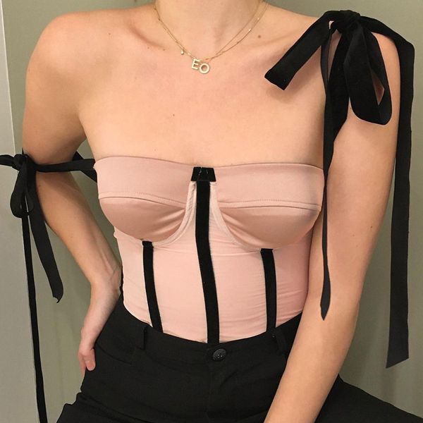 2021 Spring New Arrivals Solid Color Slash Collar Open Bandage Back Skinny Vest T2b7, White
2021 Spring New Arrivals Solid Color Slash Collar Open Bandage Back Skinny Vest T2b7, White