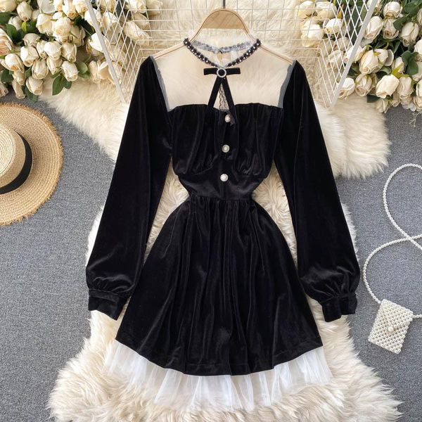 casual dresses ladies round neck a-line dress women fashion perspective mesh stitching retro velvet autumn winter long sleeve vestidos p957, Black;gray
casual dresses ladies round neck a-line dress women fashion perspective mesh stitching retro velvet autumn winter long sleeve vestidos p957, Black;gray
